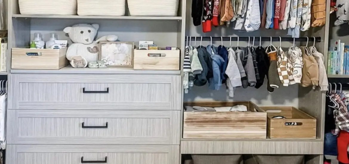 a picture of a small closet system for kids